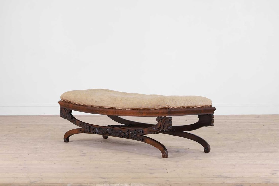 A Victorian rosewood stool, - 2