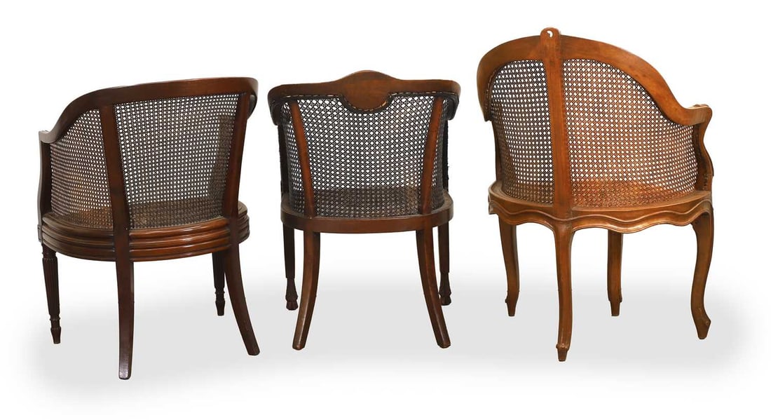 A pair of Victorian mahogany and cane seated armchairs, 20th century, - 2