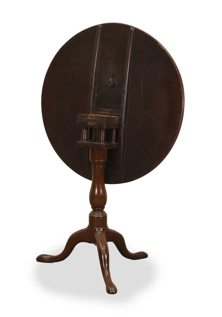 A George III mahogany tilt top wine table, 19th century, - 2