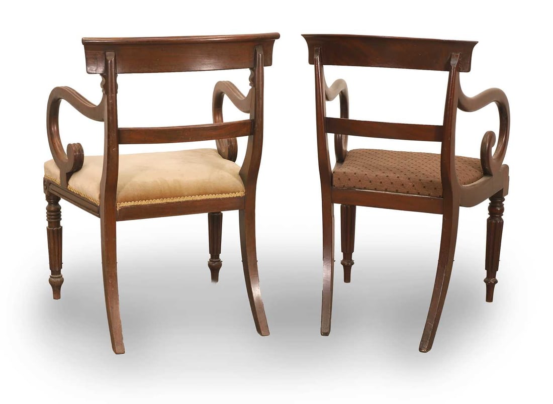 Two Victorian mahogany bar backed armchairs, 20th century, - 2