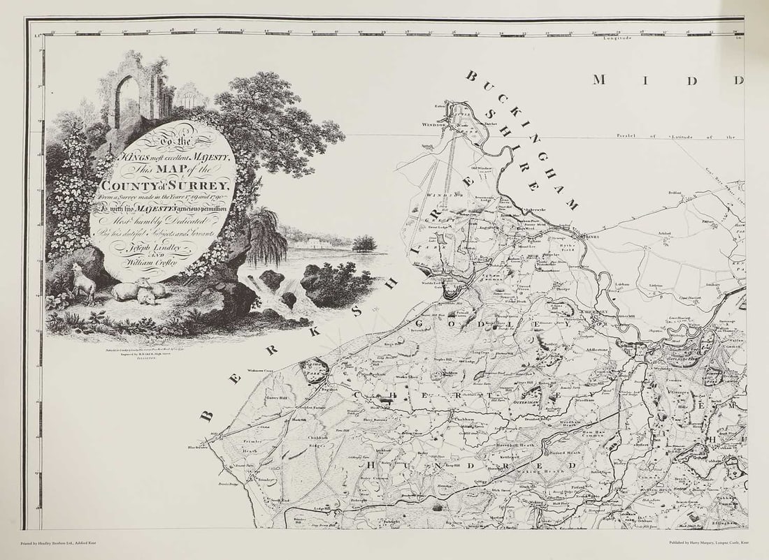 A map of the south part of Greater London;: A map of the south part of Greater London; Plus: Two rolled folders of facsimile maps of Surrey (qty)