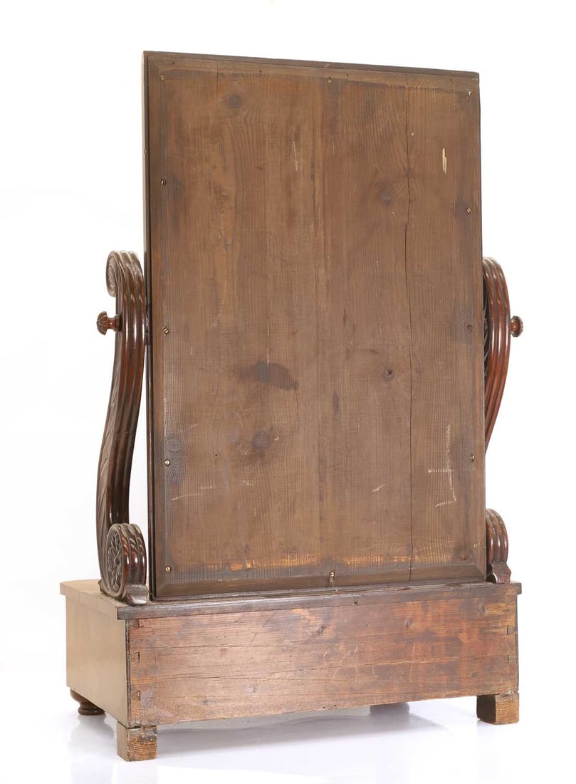 A Biedermeier-style flame mahogany dressing mirror mid 19th century, - 2