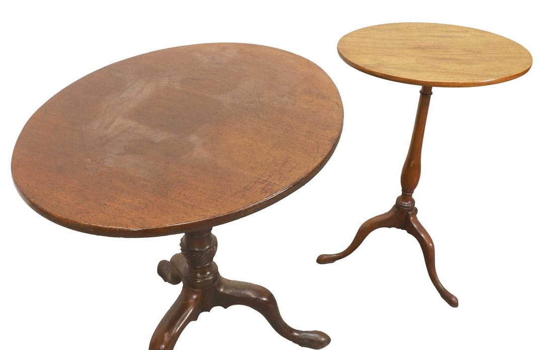 Two mahogany tilt-top occasional tables, - 2