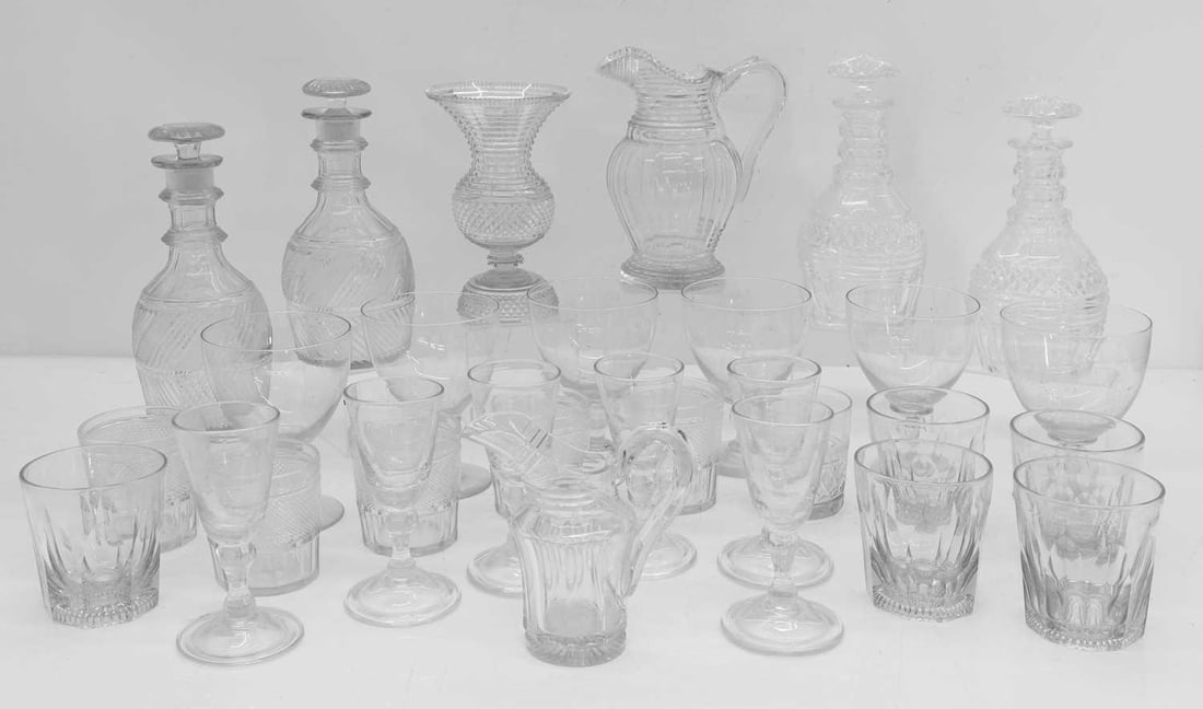 A collection of decanters and glasses, (1 of 3)