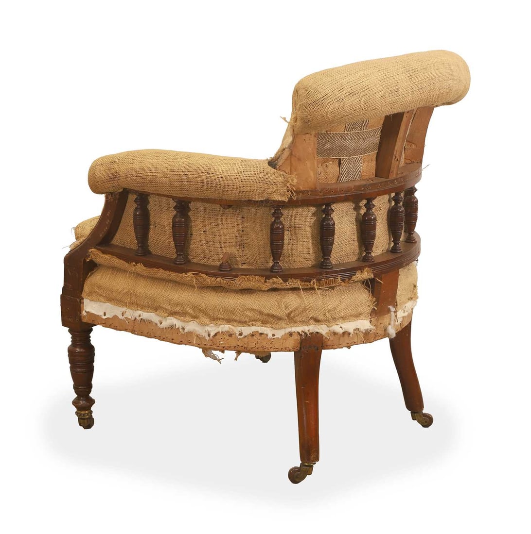 A Victorian mahogany-framed tub armchair, c.1860, - 2