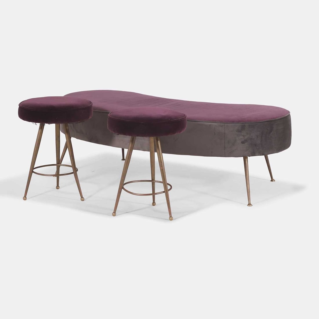 Manner of Gio Ponti, a pair of stools and an ottoman, - 2
