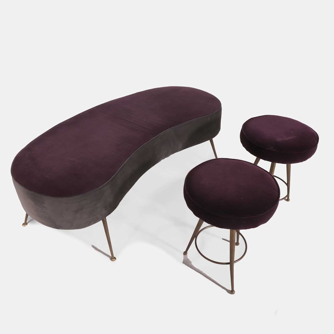 Manner of Gio Ponti, a pair of stools and an ottoman, - 3