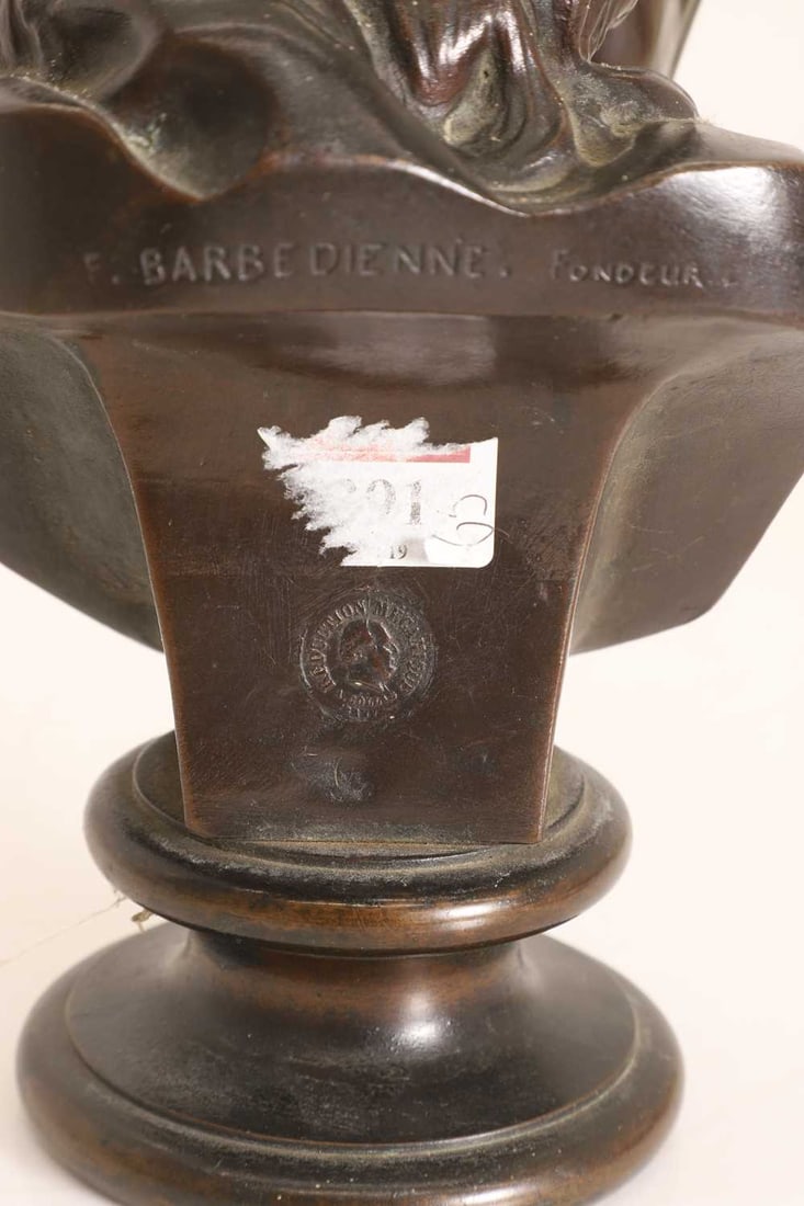 After Jean-Antoine Houdon A bronze bust of Voltaire, - 4
