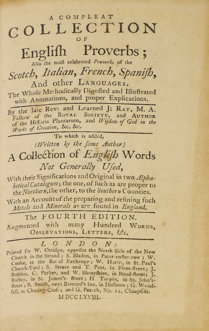 Language: Ray, J: A Complete Collection of English Proverbs; - 3