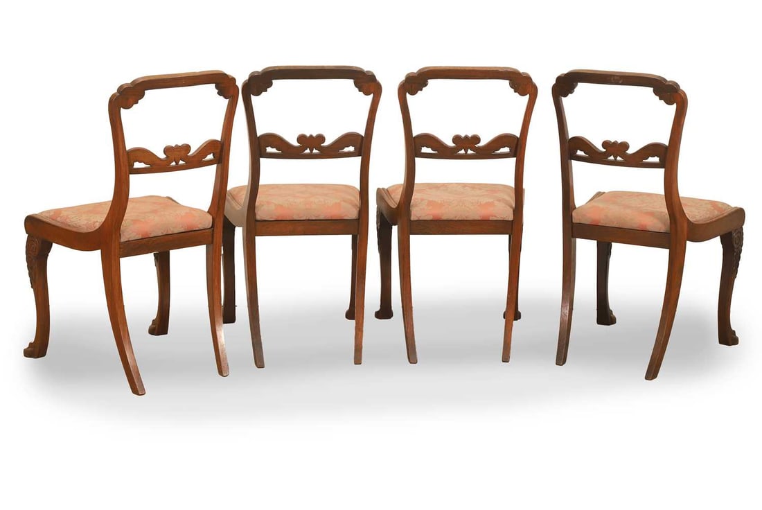 A set of four Regency rosewood dining chairs, 19th century, - 2