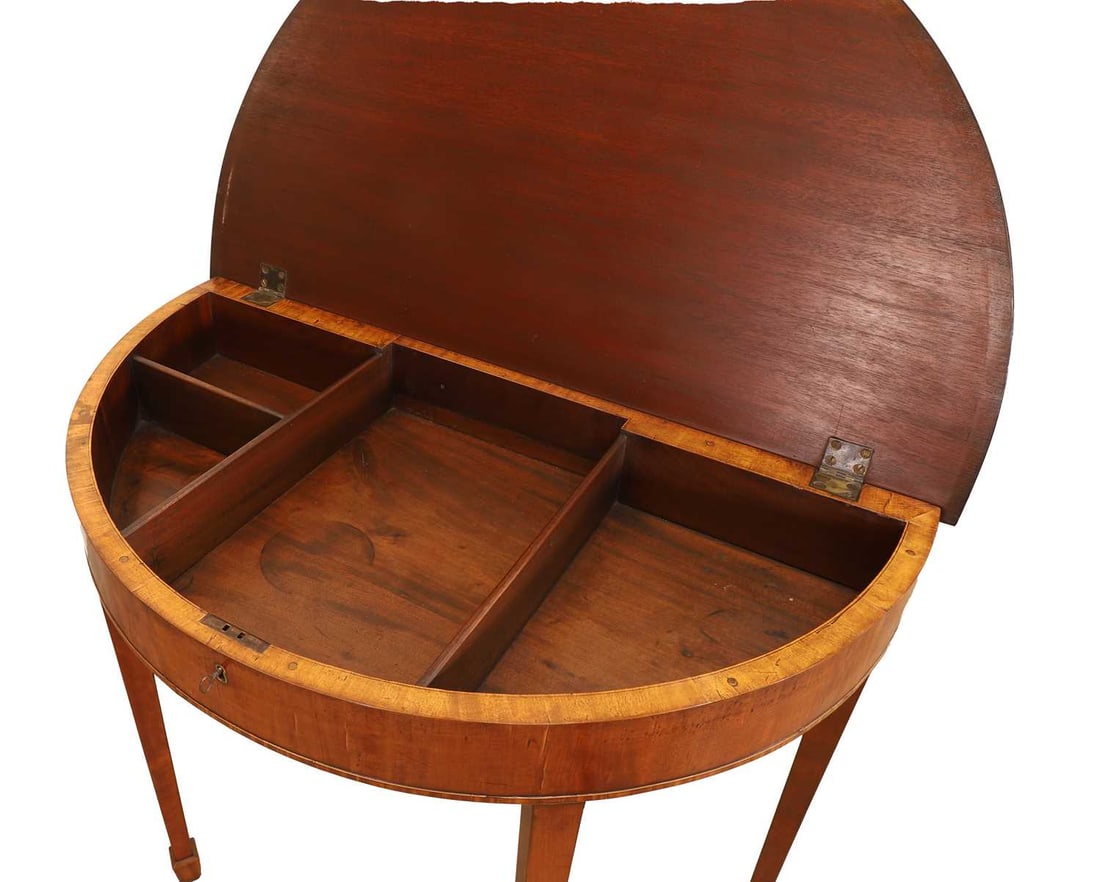 A Regency satinwood D shaped side table, - 2
