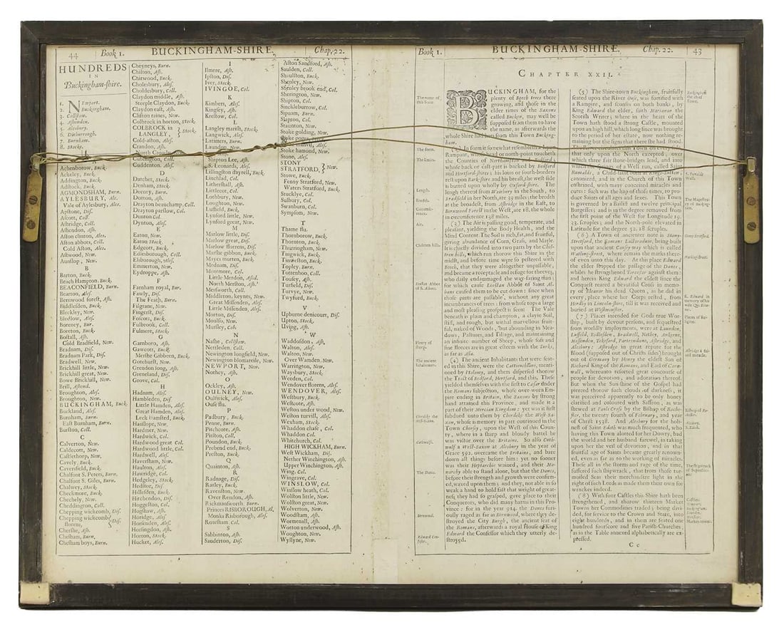 Speed, J: Buckingham both Shyre, and Shire towne describ. c.1676, hand coloured, - 2