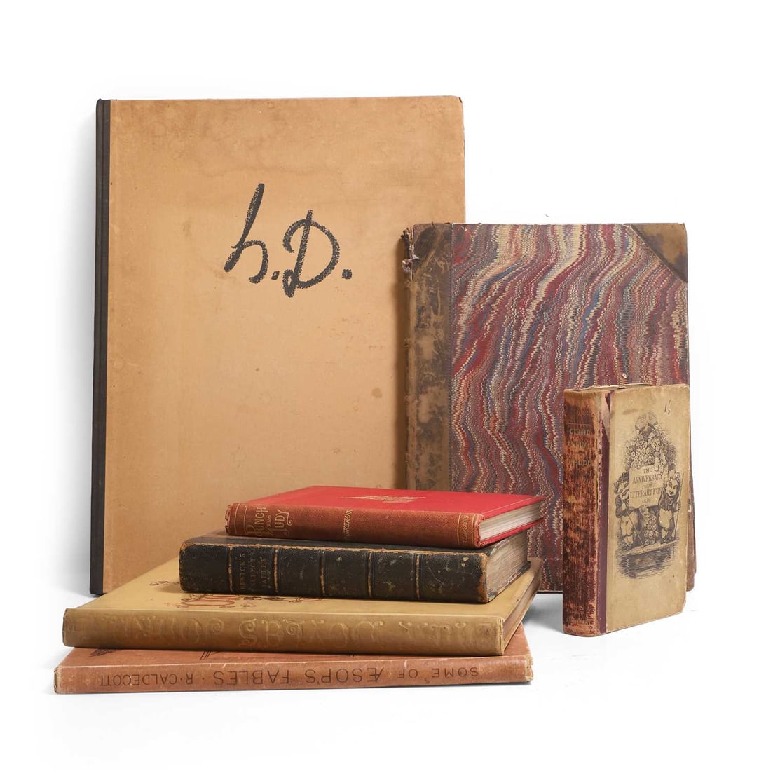 Illustrated: 1- Bewick, Thomas & John: Select Fables.: Illustrated: 1- Bewick, Thomas & John: Select Fables. Newcastle, Hodgson, 1820, 1st. Edn. Cont. half leather, upper cover detached. With Edward Bawden's signature to front blank endpaper; 2-