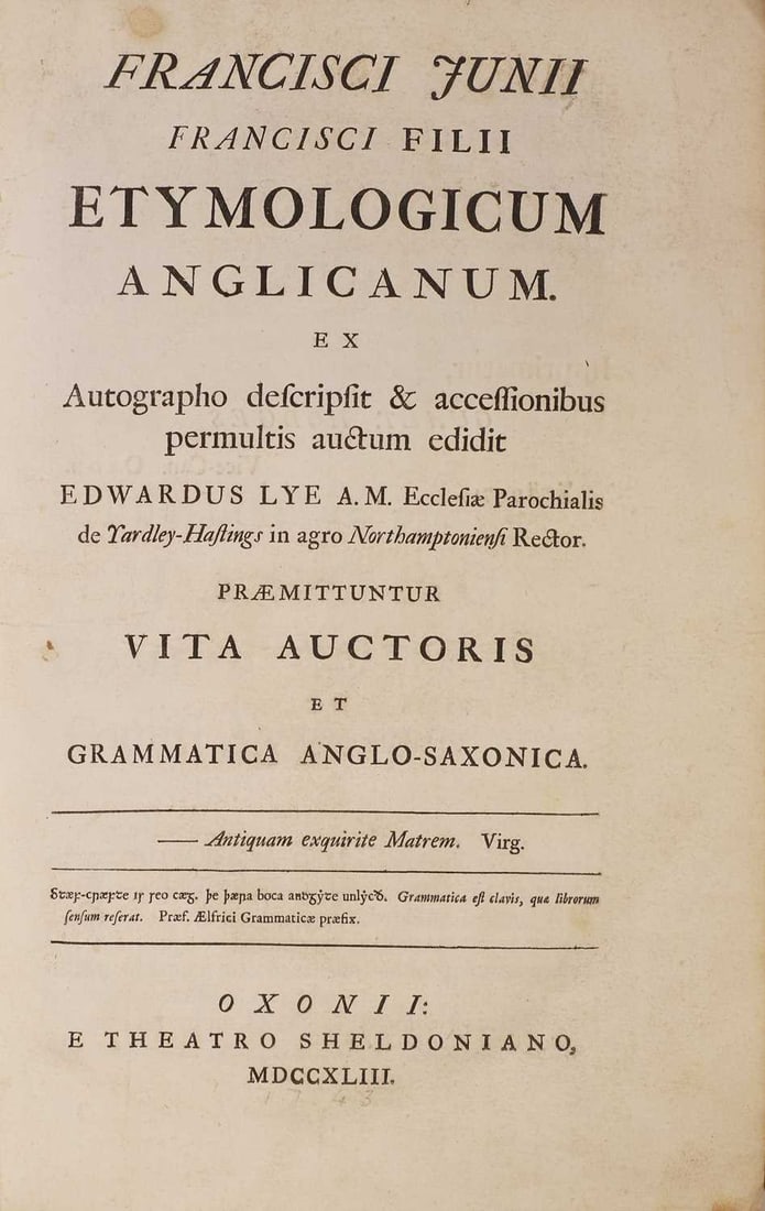 1- Junius, Francis: Etymologicum Anglicanum. Ex autographo descripsit & - 2