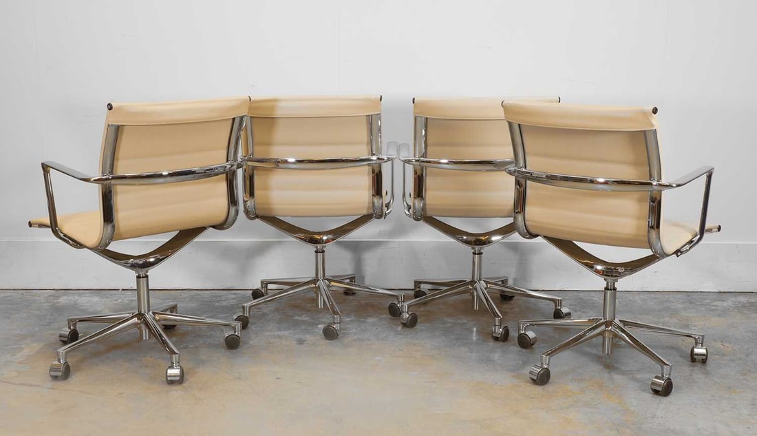 Four ICF 'Executive' cream leather office chairs, of recent manufacture, - 2