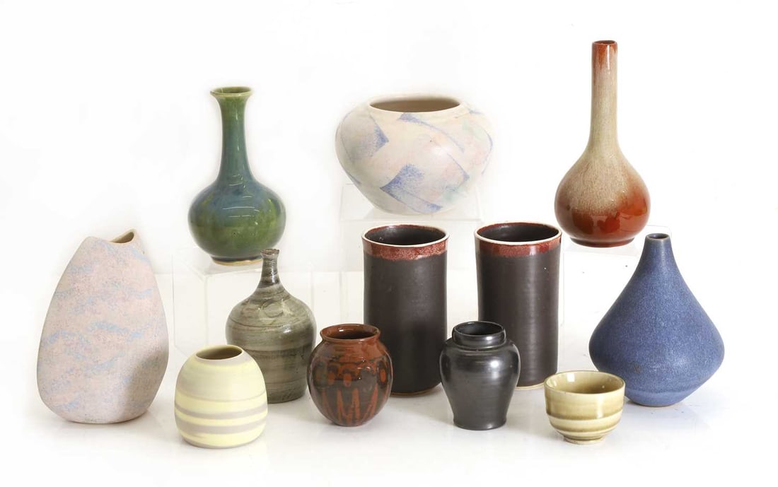 A group of studio pottery vases, - 2