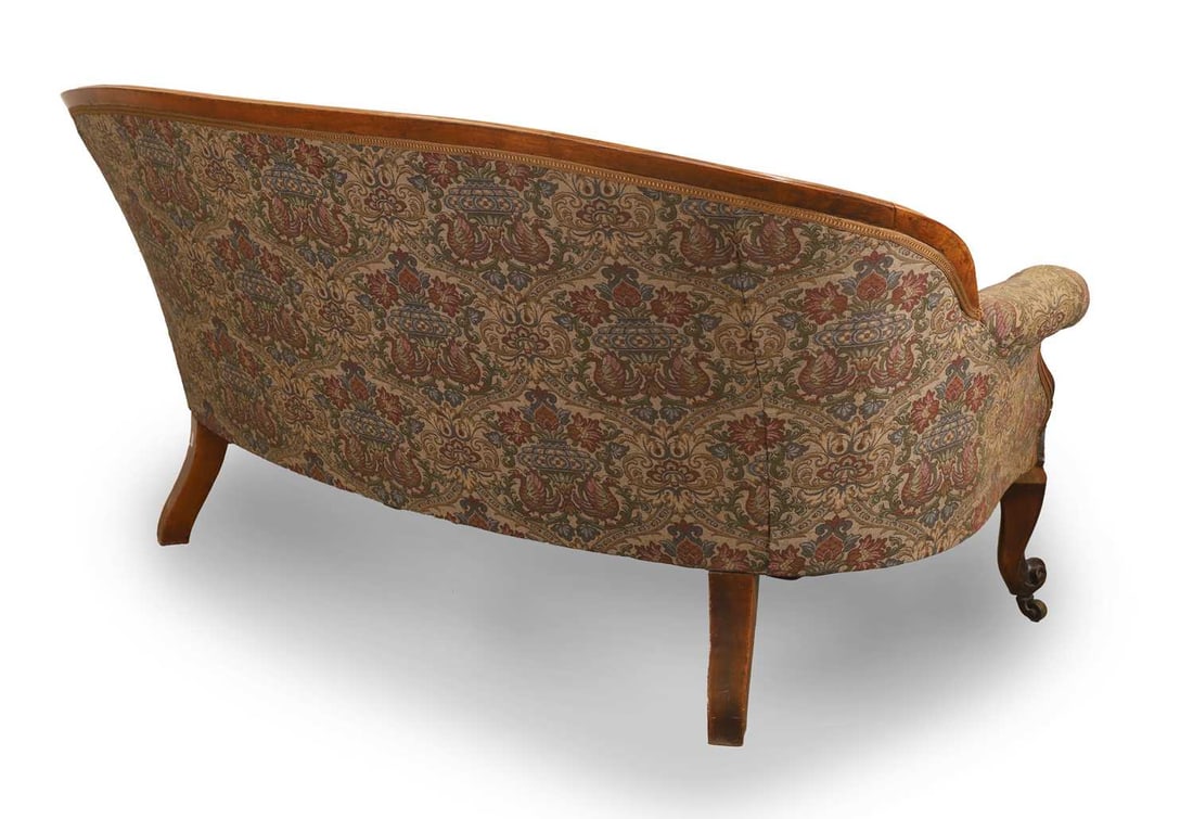 A Victorian walnut-framed salon settee, 19th century, - 2