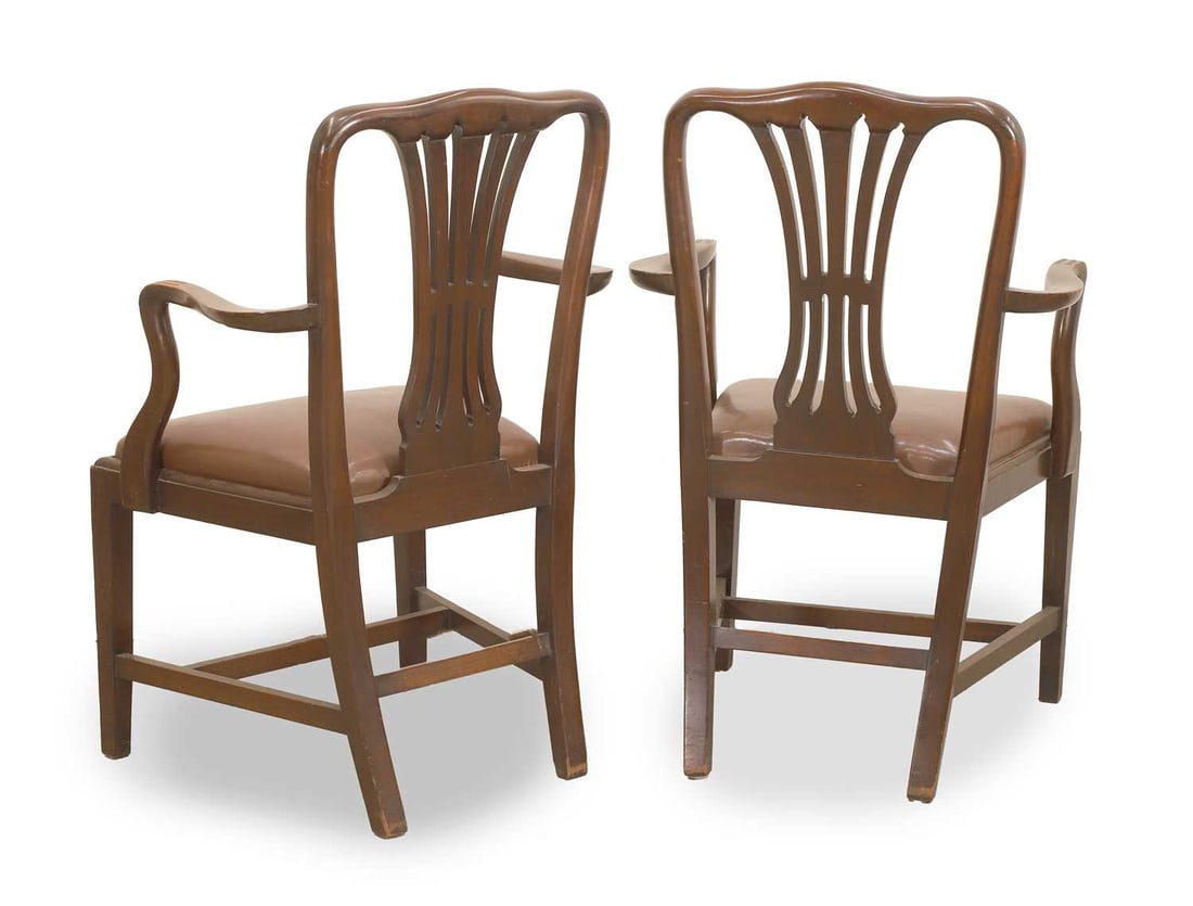 A pair of mahogany elbow chairs, 19th century, - 2