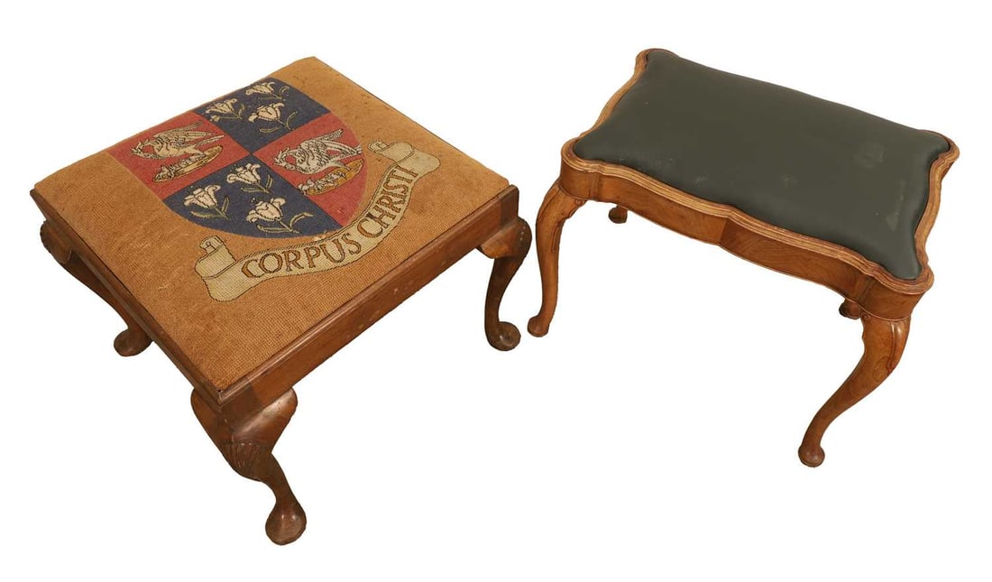 A George II style walnut stool, early 20th century, - 2
