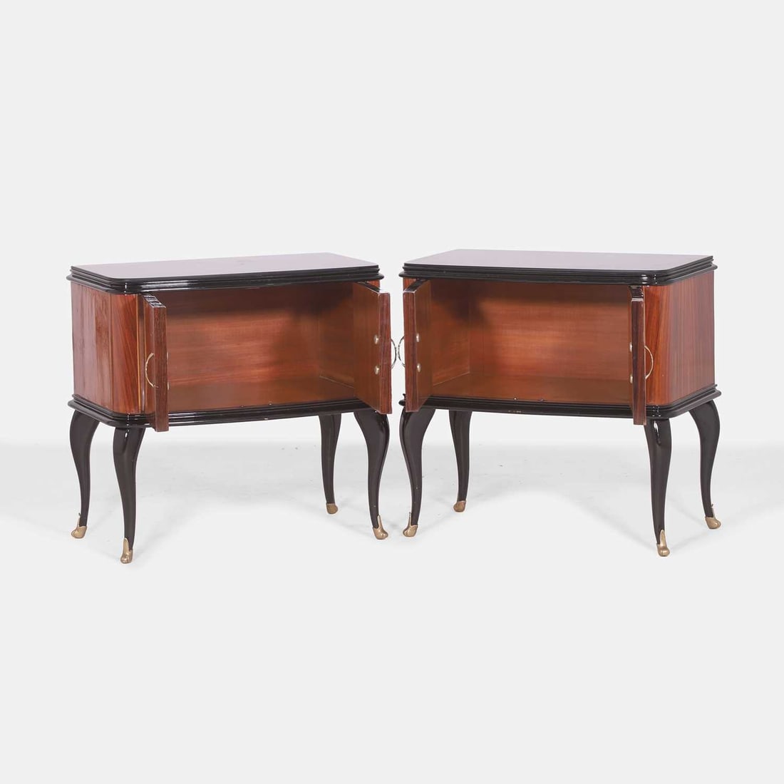 Italian, a pair of mahogany bedside tables, - 2