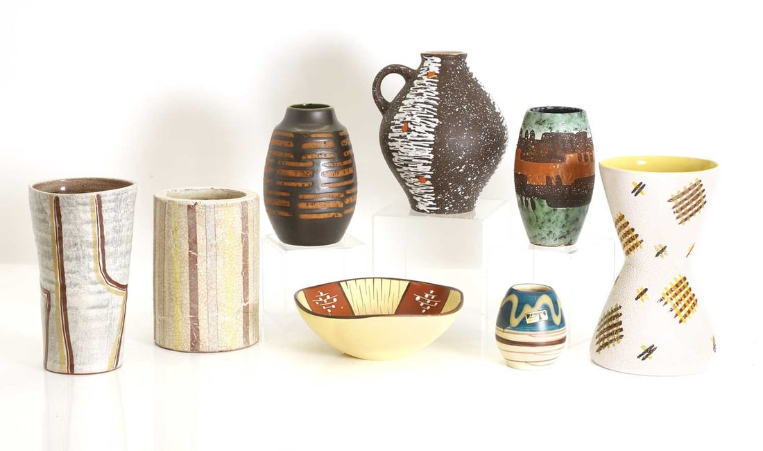 a group of eight 'Lava' vases, mid 20th century, German - 2