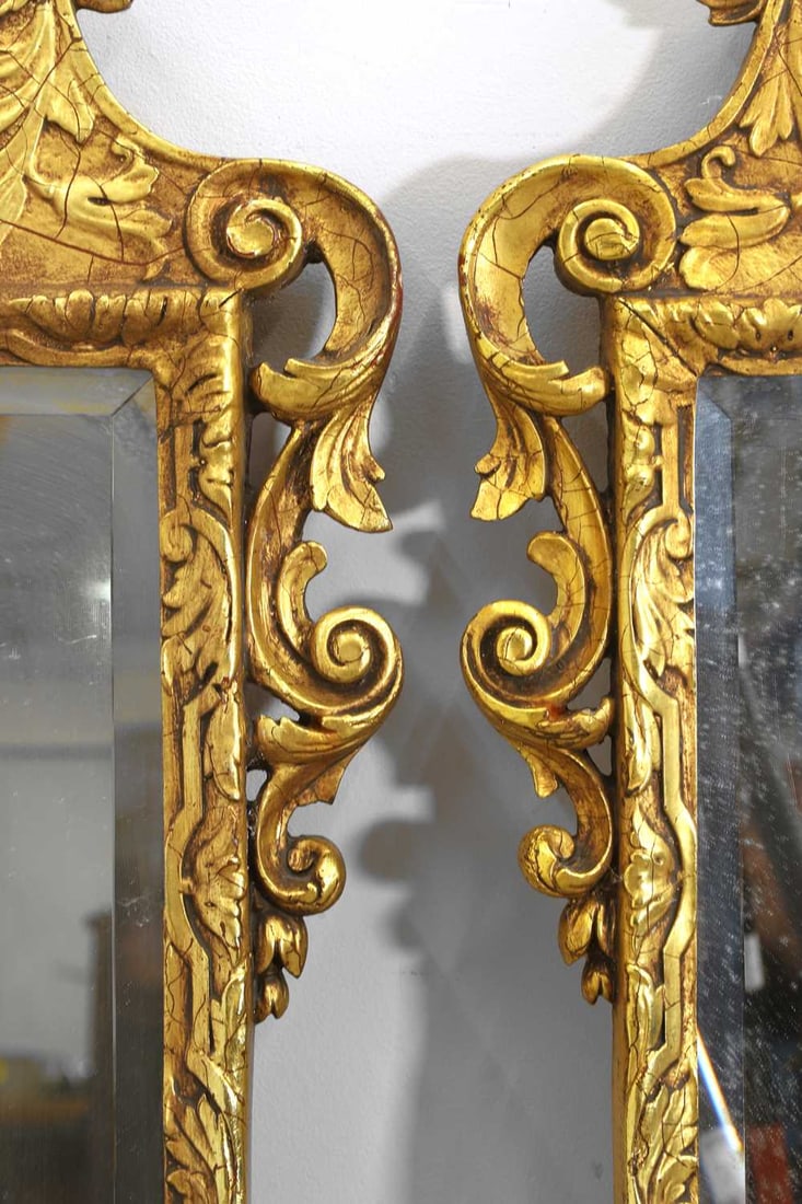 A pair of Regency style gilt wall mirrors, - 5
