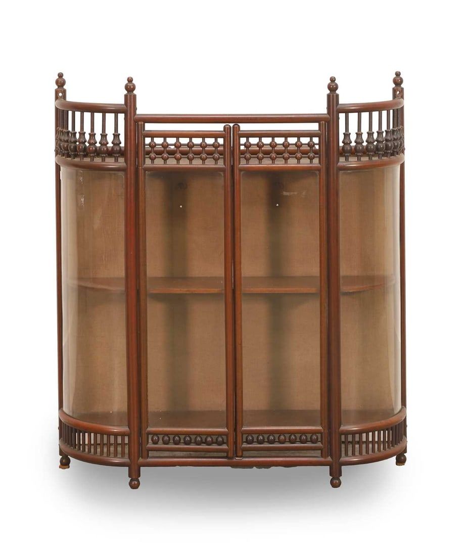 A Chinese hardwood glazed display cabinet, early 20th century, (1 of 2)