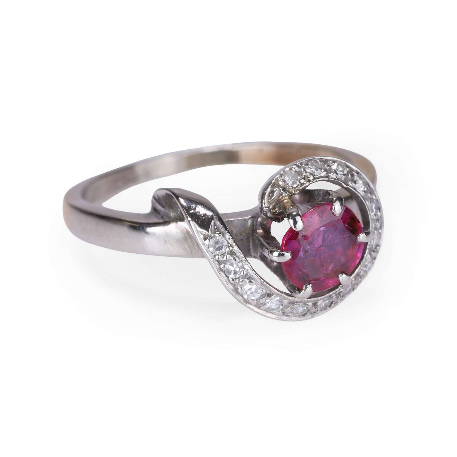 A ruby and diamond cluster ring, - 2