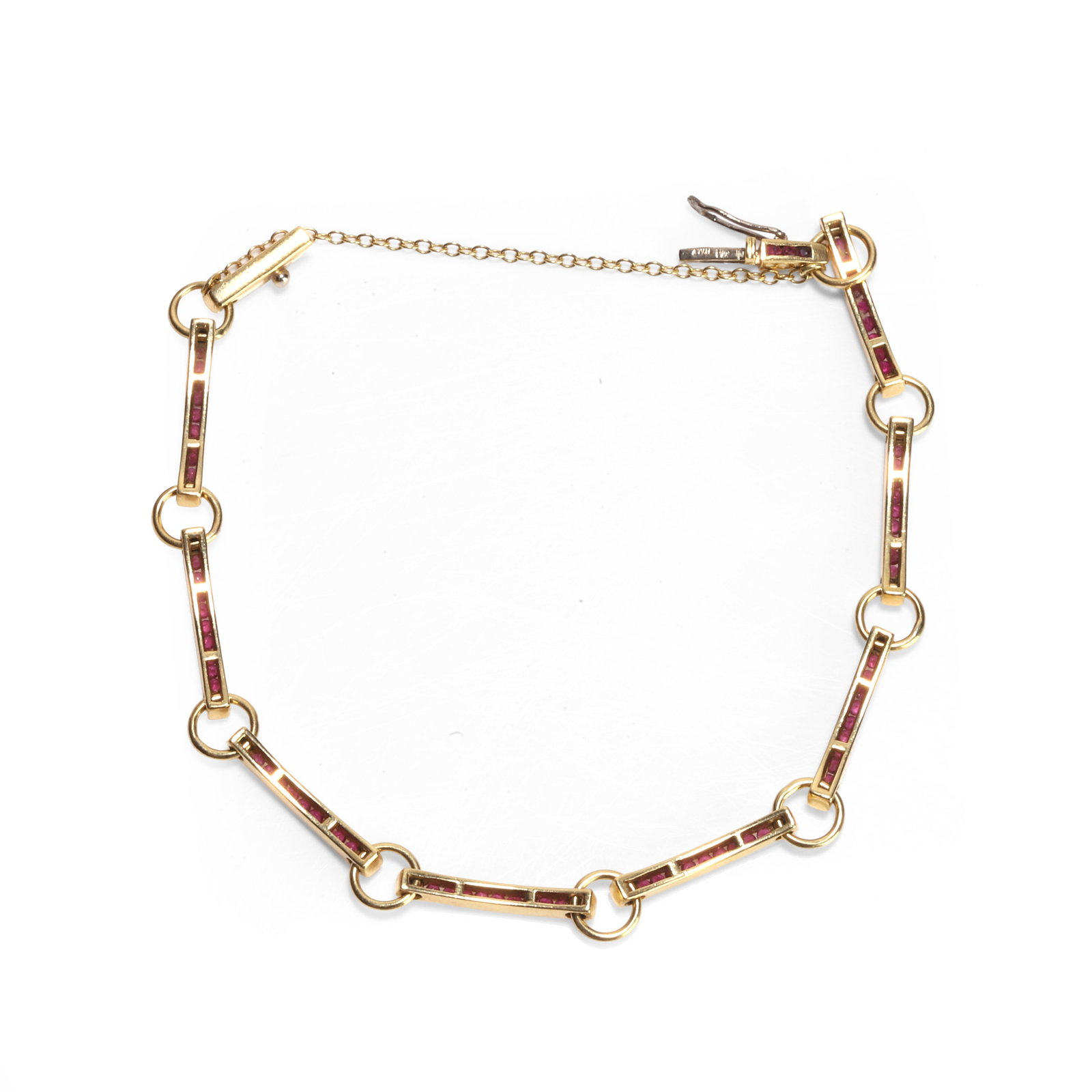 A ruby bar link bracelet, - 2