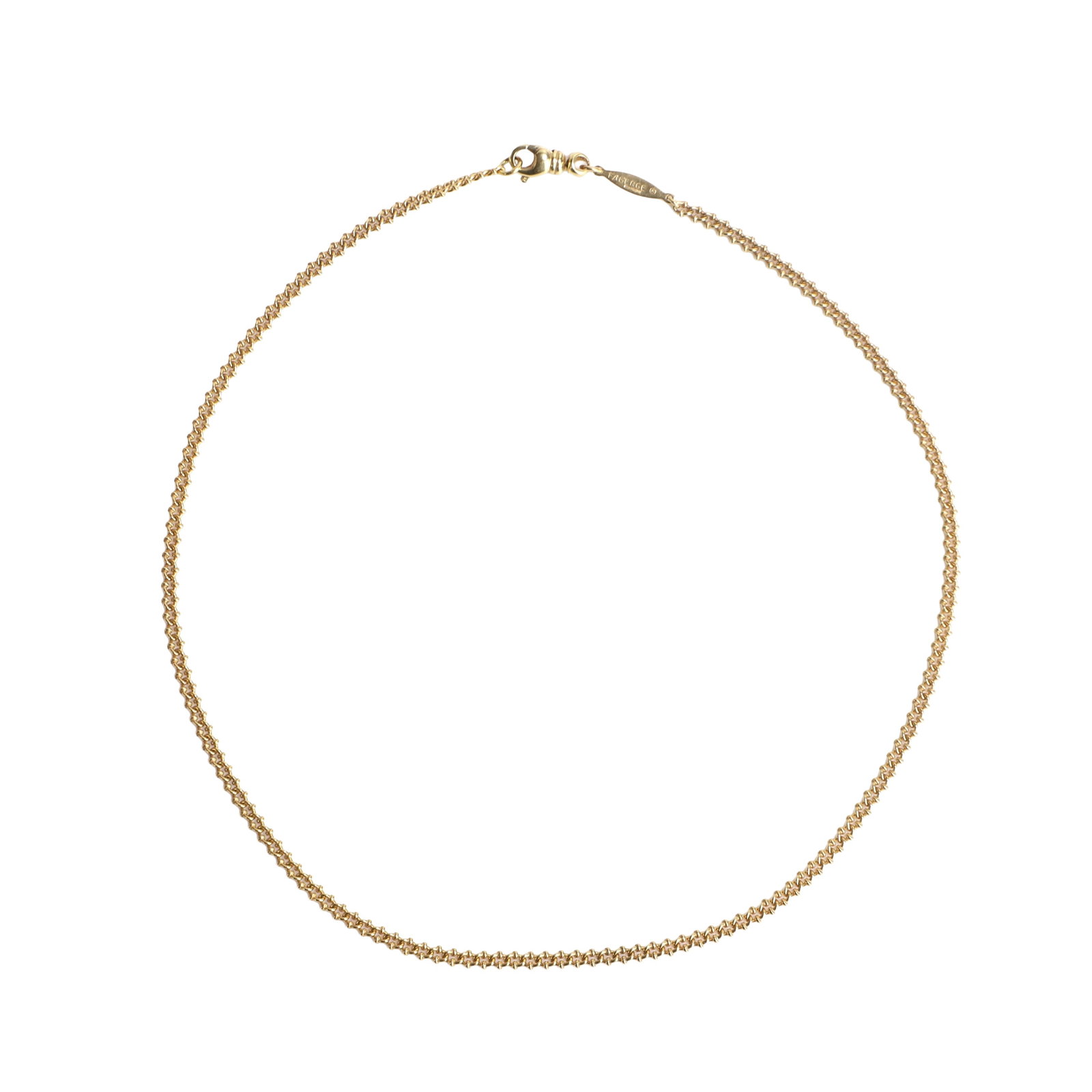 Victor Mayer for Fabergé, an 18ct gold fancy link chain,: Victor Mayer for Fabergé, an 18ct gold fancy link chain, with tag inscribed FABERGE 750 174/1000 to a trigger clasp, with maker's case, certificate of authenticity and extra 2.6cm length of loose