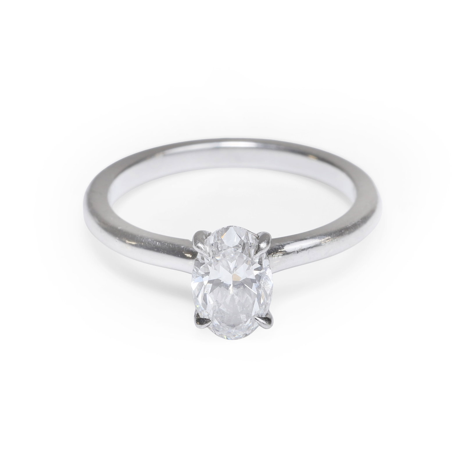 A platinum and diamond single stone ring, (1 of 2)