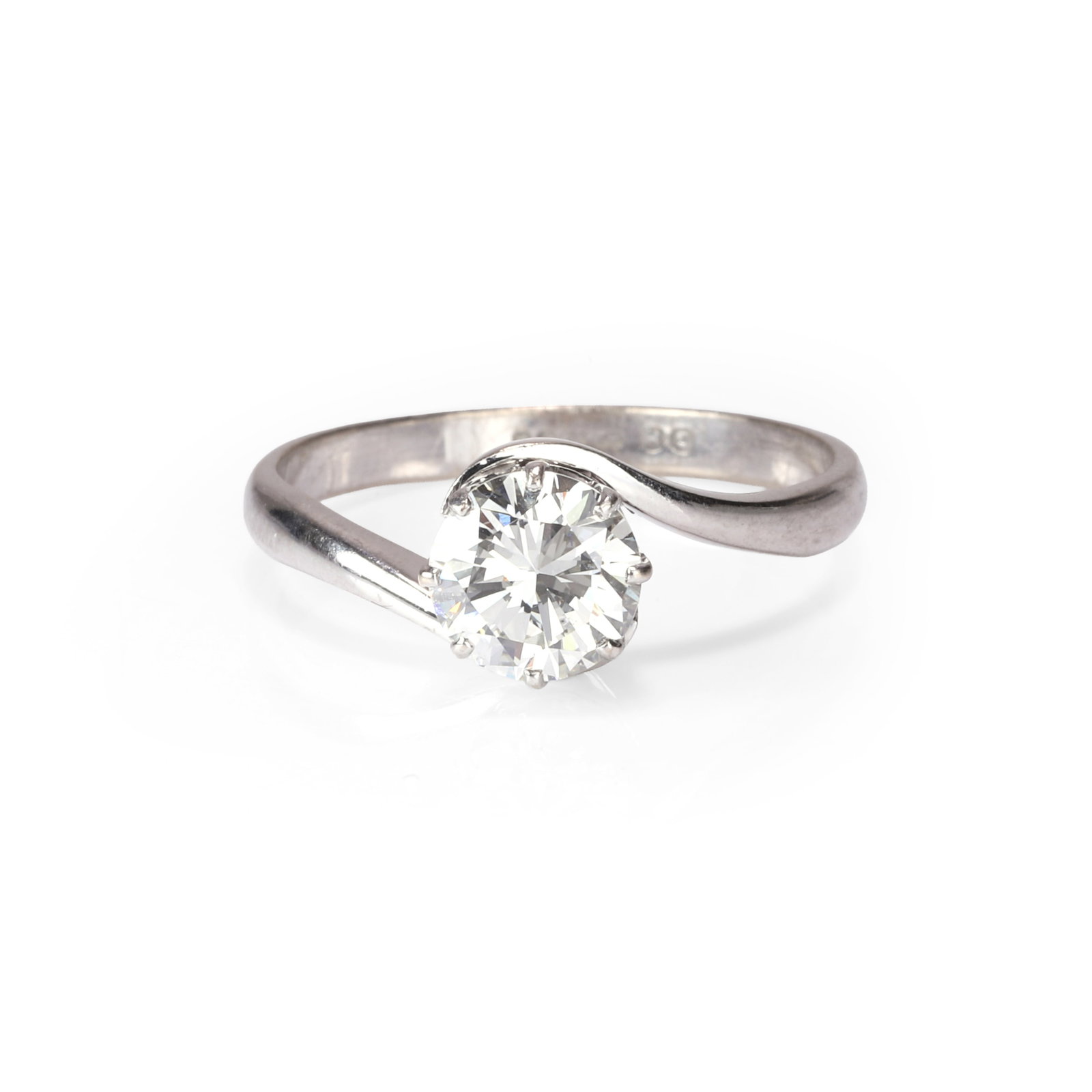 An 18ct white gold diamond single stone ring, (1 of 3)