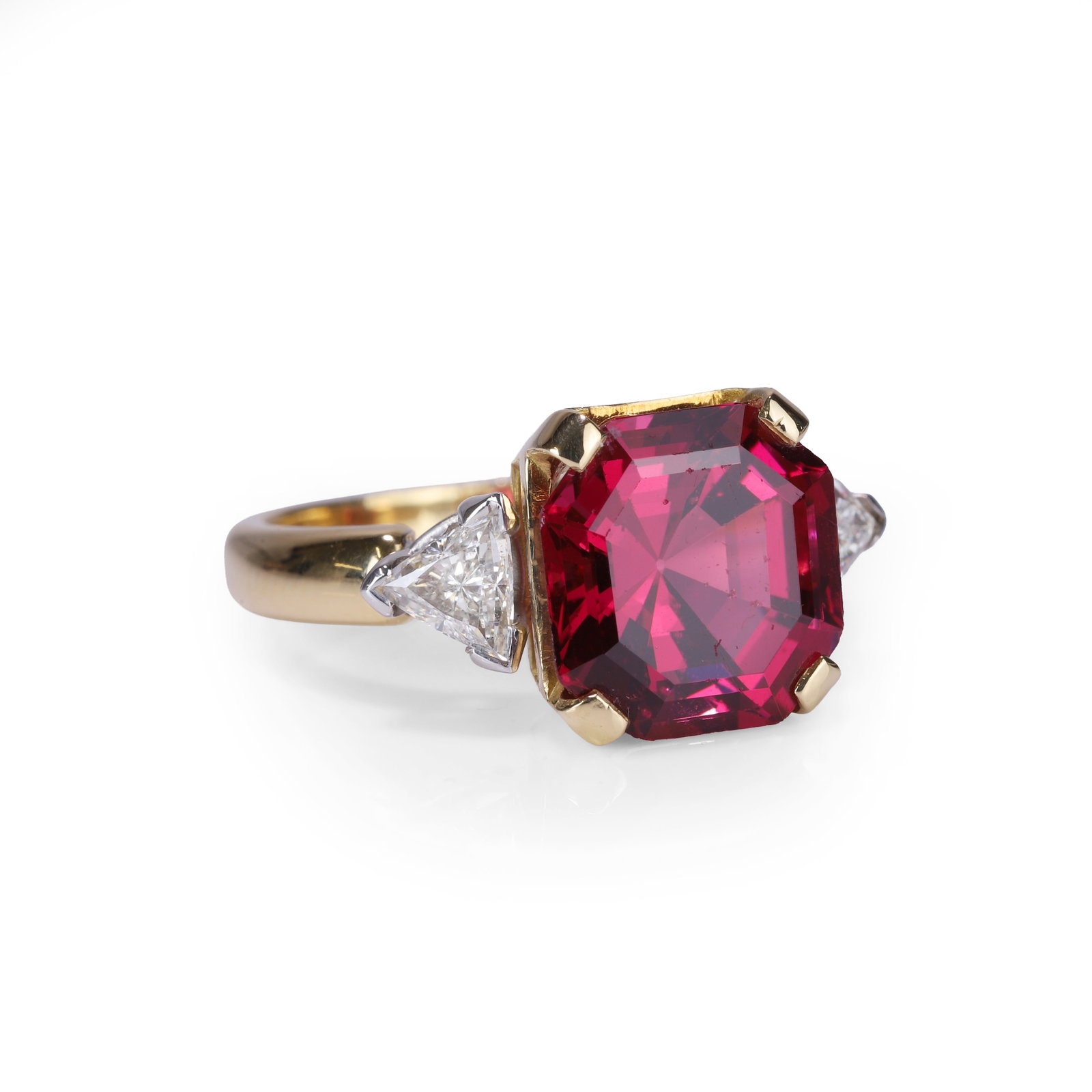 An 18ct gold spinel and diamond ring, (1 of 2)