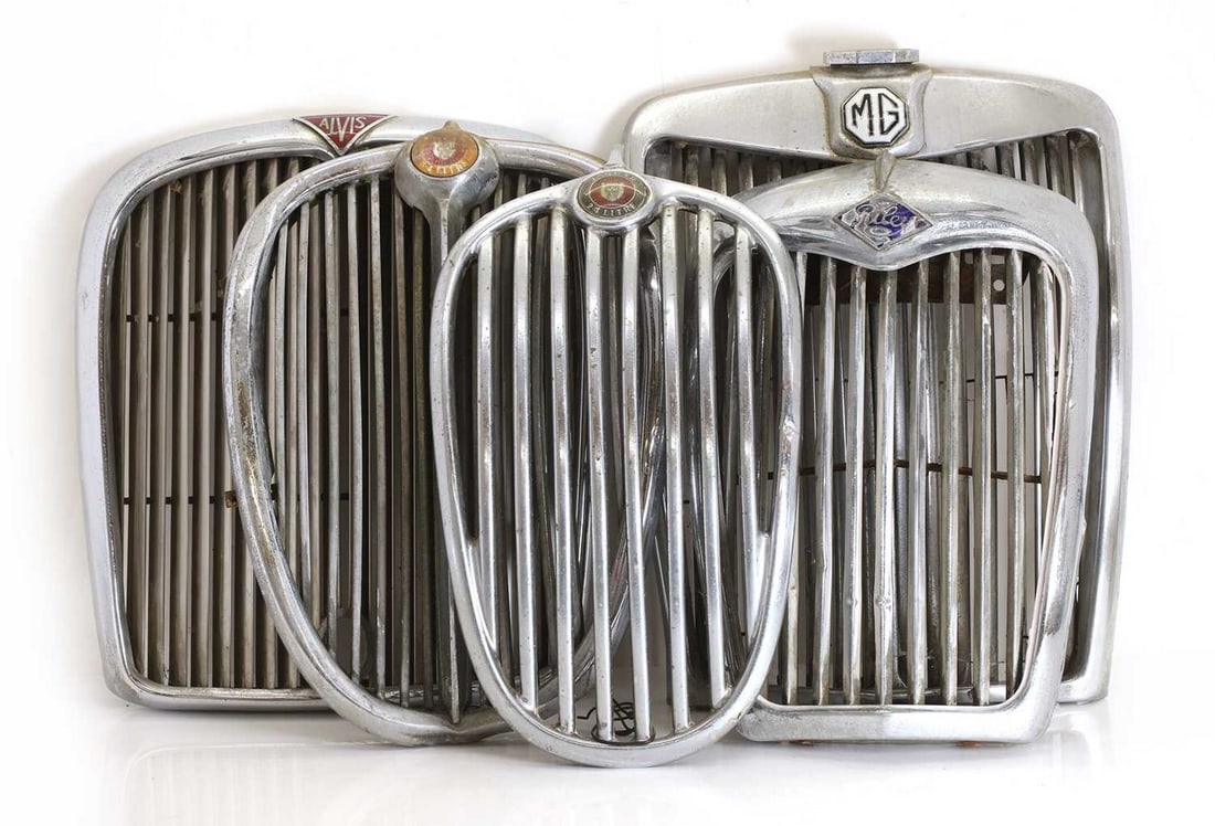 A group of five classic car radiators grilles, (1 of 1)