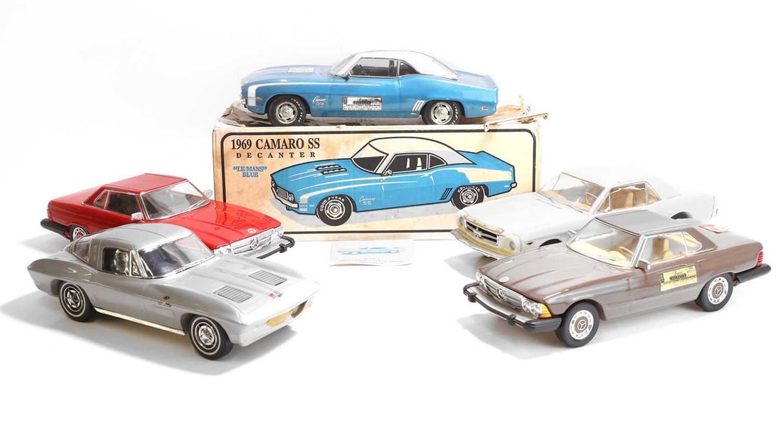 A collection of model car whiskey decanters, 20th century, (1 of 9)