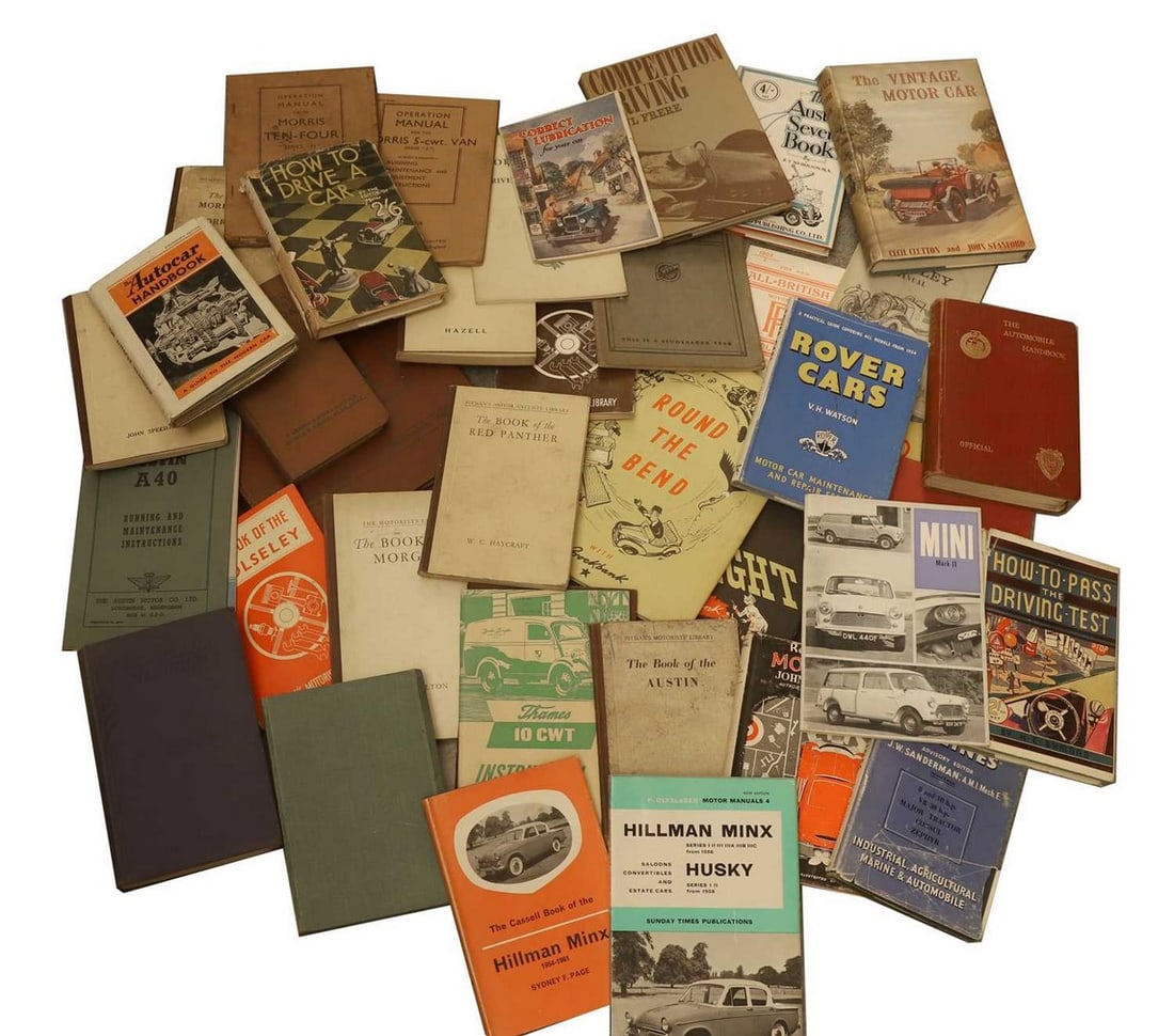 A collection of early motoring manuals and guides, 20th century,: A collection of early motoring manuals and guides, 20th century, to include RAC handbooks, Ford engines, Ford Prefect articles, Studebaker owner's manual, Ford Model-A owner's manual etc. (various siz
