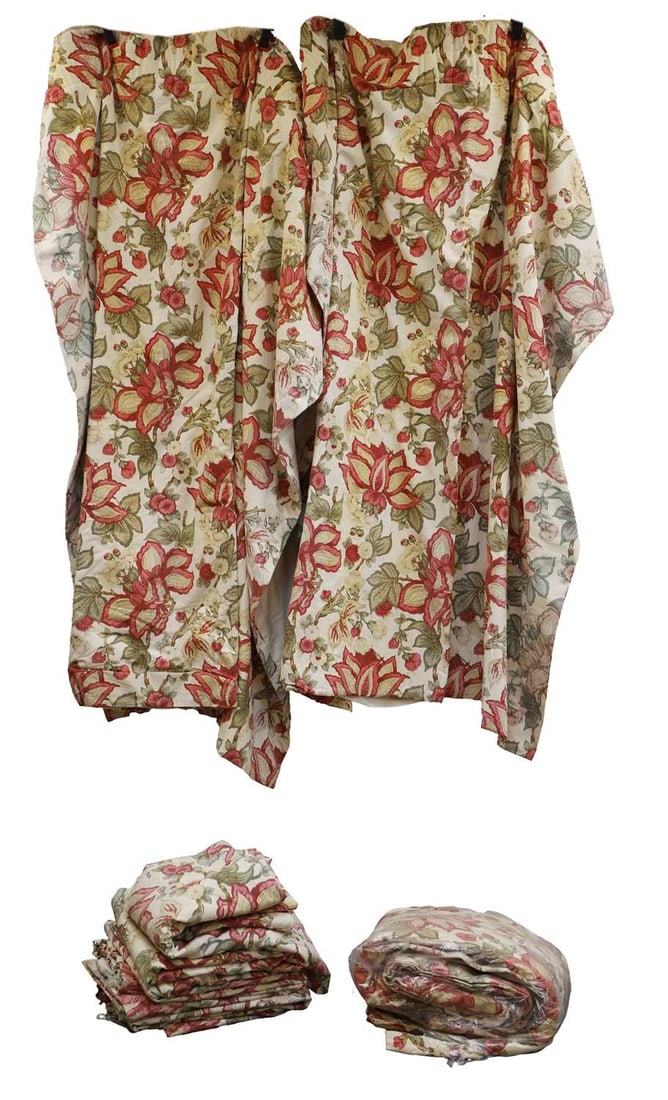 Four pairs of Sanderson floral print curtains, of recent manufacture, (1 of 2)