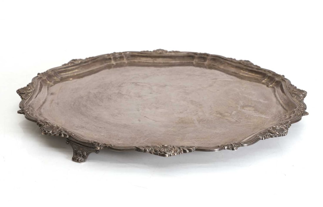 A large silver salver, (1 of 2)