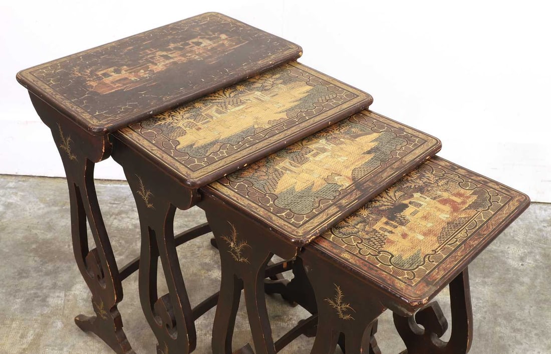 A quartetto of four lacquered tables, late 19th century, - 2