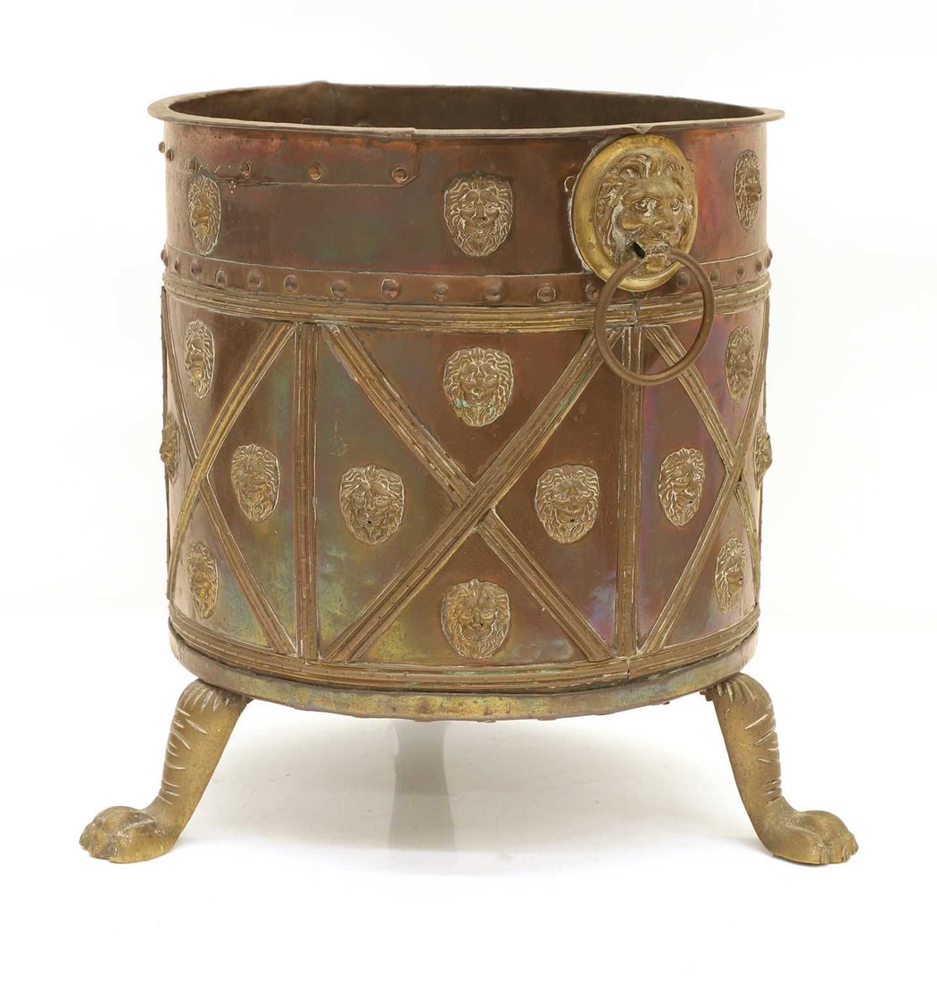 A Dutch style brass log bin, 20th century, - 2
