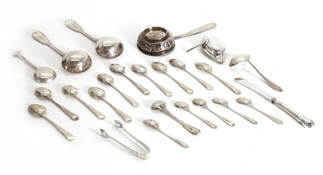 A collection of silver flatware, - 2