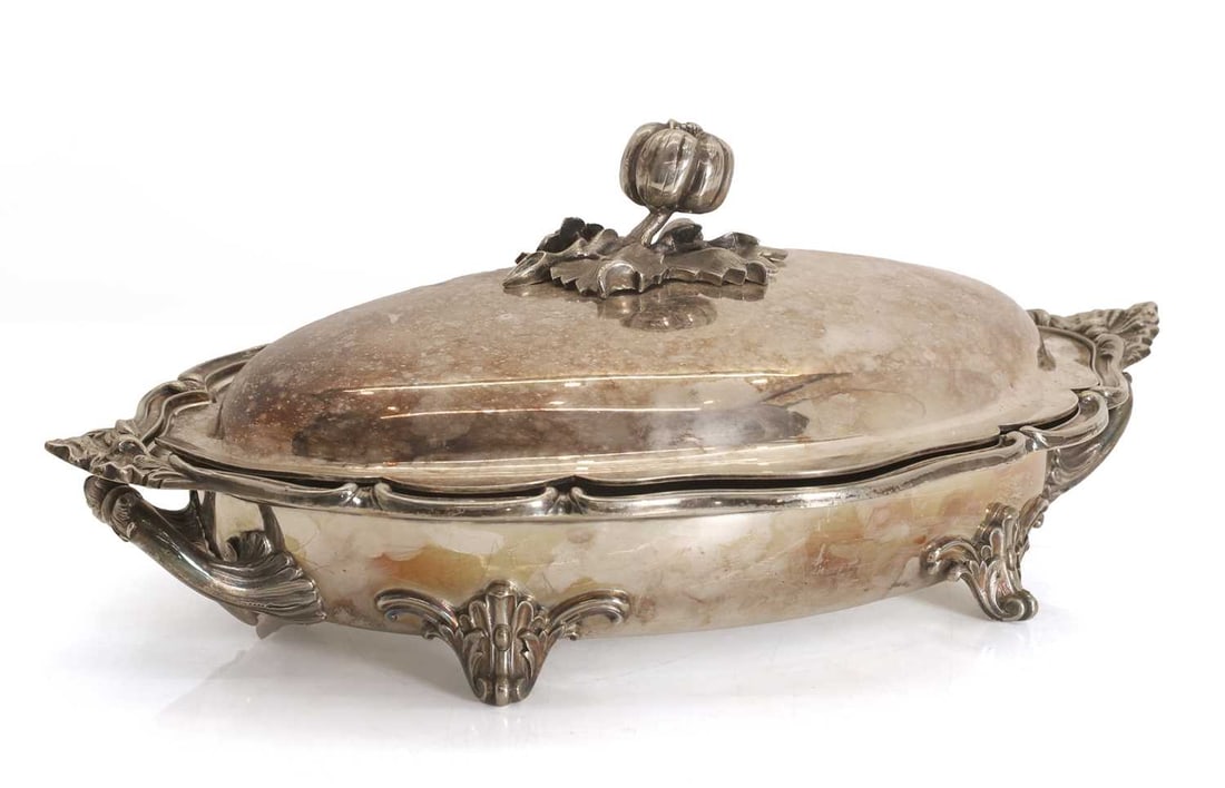 Elkinton and Co silver plated chafing dish and cover, (1 of 2)