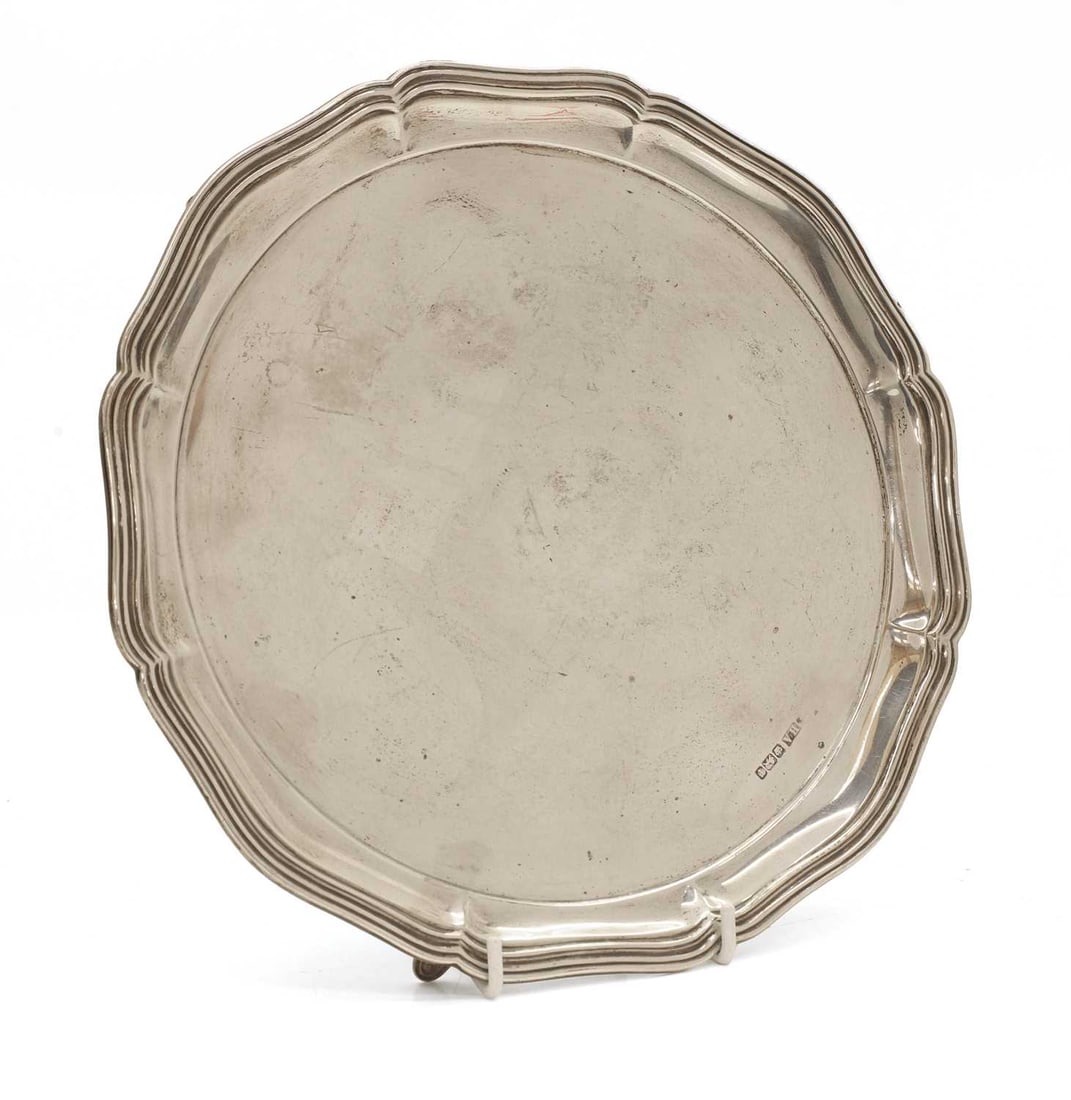 A silver salver, - 2