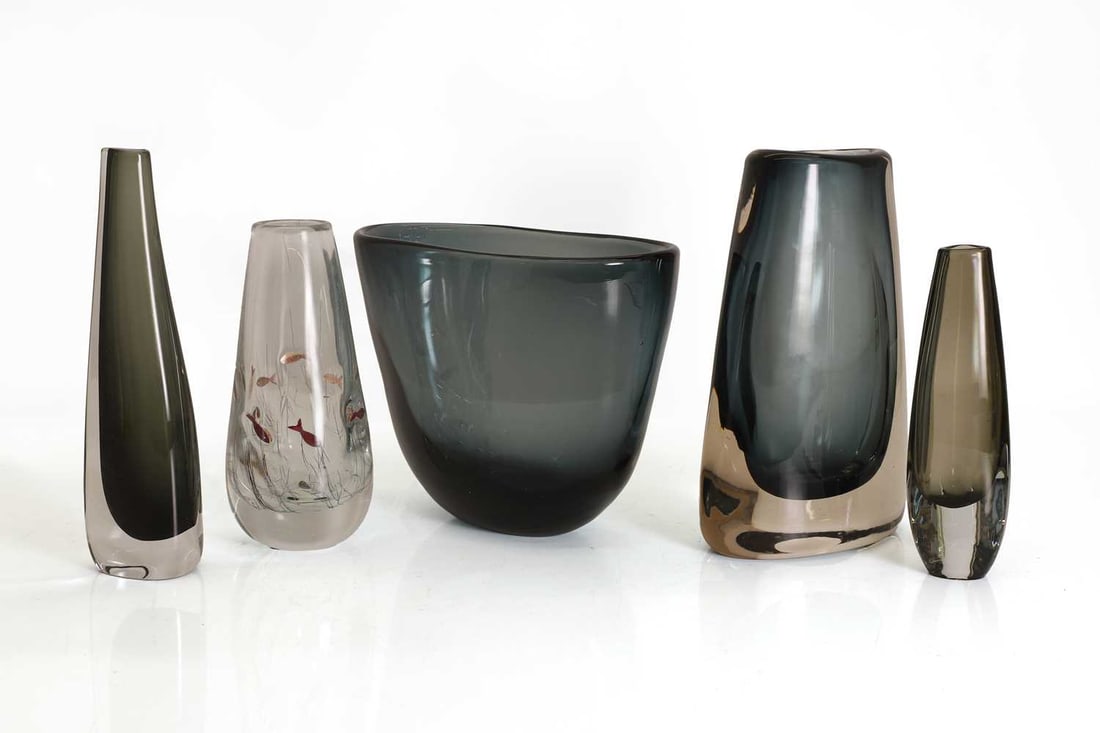 A collection of European glass vases, 1960s and later, - 2