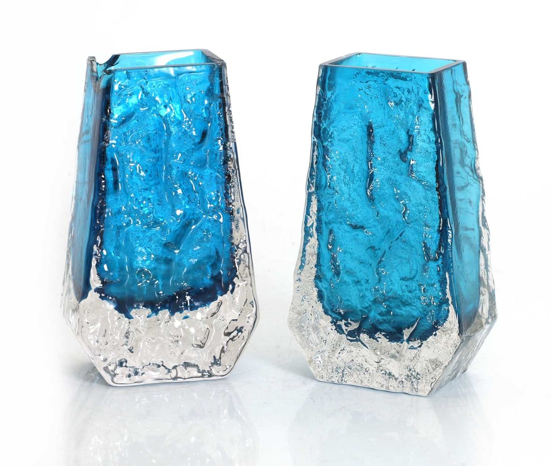Geoffrey Baxter (British, 1922-1995) for Whitefriars, a pair 'Coffin' vases, No. 9686, circa 1970 (1 of 2)
