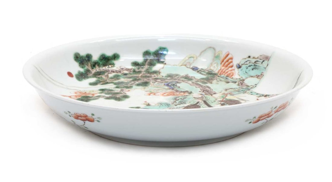 A Chinese famille verte plate, - 2
