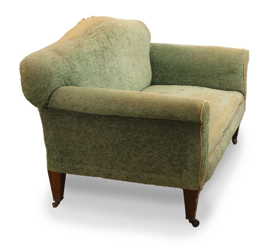A green upholstered two seater settee, late 19th / 20th century, - 2