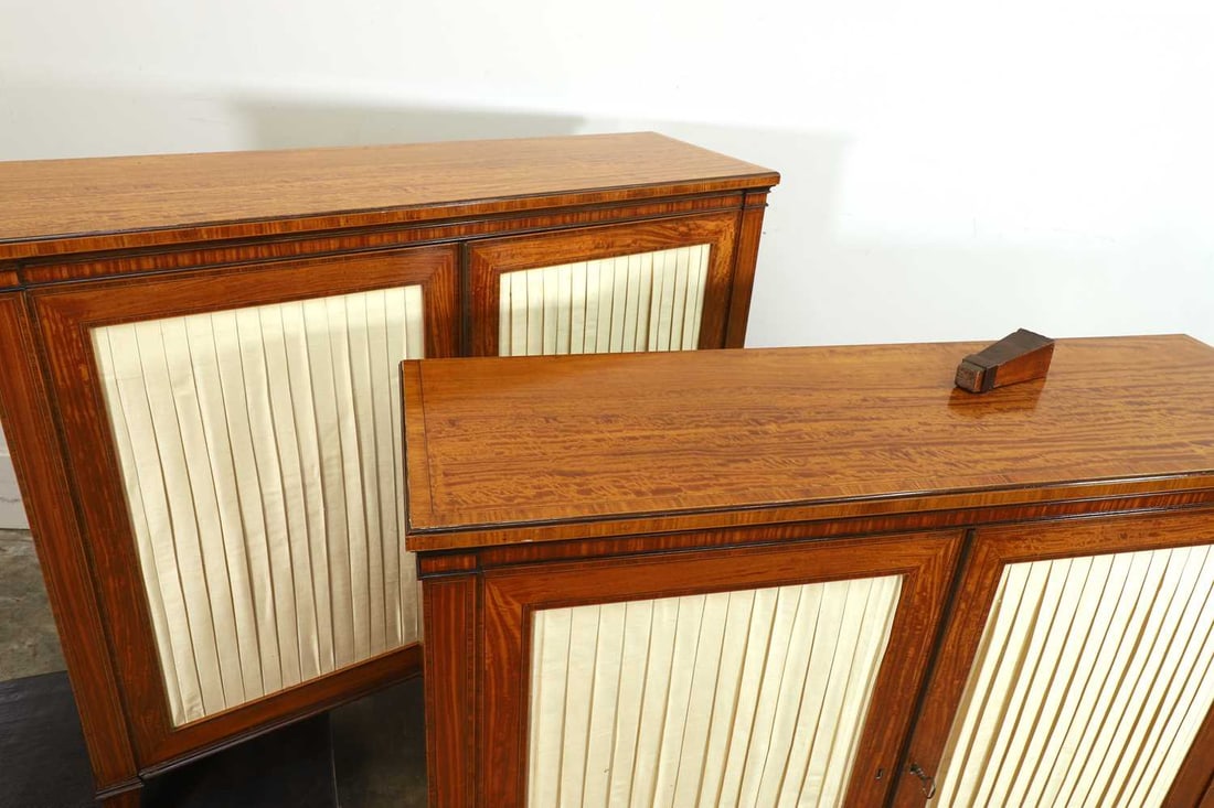 A pair of satinwood inlaid side cabinets, 19th century, - 2