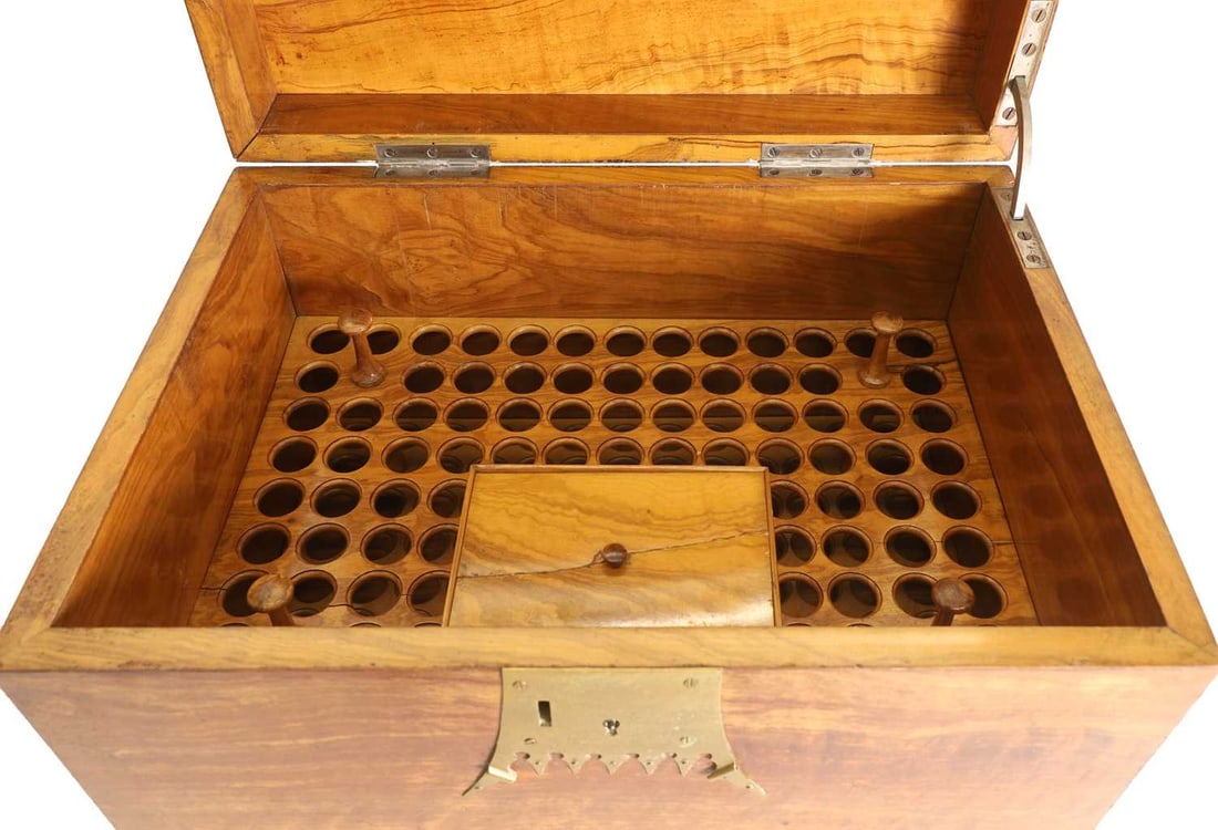 A walnut, olivewood and brass-mounted humidor, late 19th century, - 3