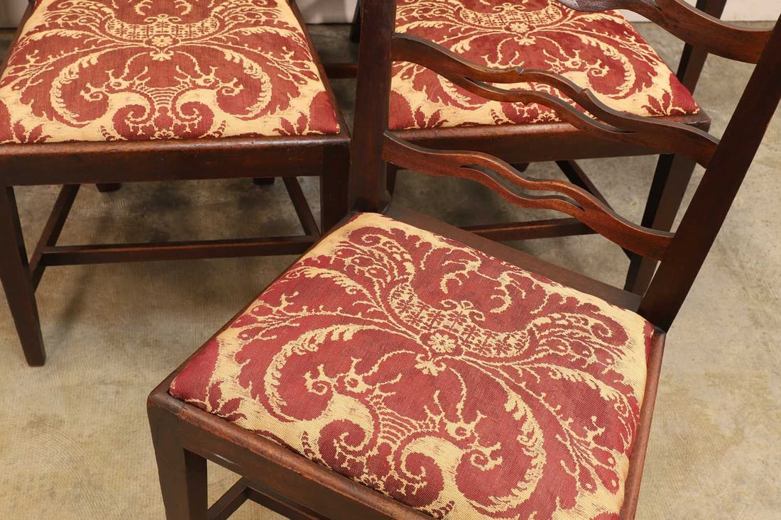 Six George III ladder back mahogany dining chairs, - 2